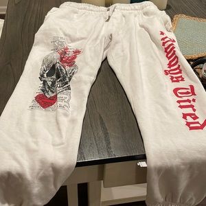 Colby Brock always tired medium sweatpants white